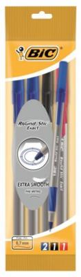 BIC Набор ручек шариковых "Round Stick Exact", 0,4 мм, 4 штуки