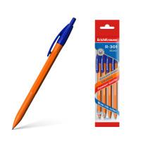 ErichKrause Ручка шариковая автоматическая "R-301 Orange Matic", синяя (4 штуки)