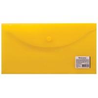 BRAUBERG Папка-конверт с кнопкой "Brauberg", 250x135 мм, 150 мкм, цвет тонированный желтый