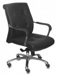 БЮРОКРАТ boss-low/black кресло руководителя, низкая спинка, черный, кожа, крестовина алюминий