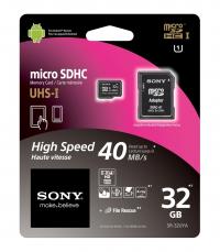 Sony microsdhc 32gb class 10 + адаптер (sr32uyat)