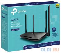 TP-Link AC1200 Wi-Fi VDSL/ADSL Modem Router, 802.11ac/a/n/g/b, 867Mbps at 5GHz + 300Mbps at 2.4GHz, 4 FE ports,  4 fixed antennas, Tether App, VPN Server, Clo