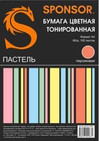 Sponsor Бумага цветная тонированная, А4, 80 г/м2, 100 листов, персиковая пастель