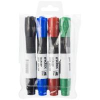 Index Набор маркеров для белой доски, 1-5 мм, цвет зеленый, красный, синий, черный, клиновидный наконечник, грип