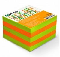 Стамм Блок для записей "Neon", 80х80х50 мм, зеленый+оранжевый