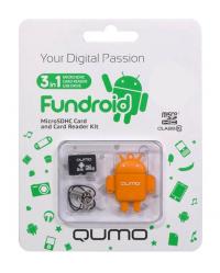 QUMO MicroSDHC 16Gb Class10 + Fundroid USB Card Reader Orange