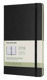 Moleskine Еженедельник "Classic Wkly Vertical Large", черный, 144 страницы, 130х210 мм