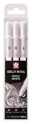 Sakura Набор гелевых ручек "Gelly Roll", цвет чернил: белый, 3 штуки