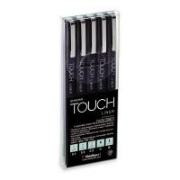 Touch Набор линеров Liner Brush, цвет: холодный серый, 0,1, 0,3, 0,5 мм, Сhisel, Вrush, 5 штук