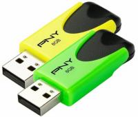 PNY Флешка USB 8Gb N1 Attache FD8GBATT4NEOYGRX2-EF желтый/зеленый 2шт