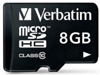 Verbatim Карта памяти Micro SDHC 8GB Class 10 44081 + адаптер