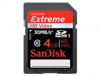 Sandisk sdhc 4gb class 10 extreme hd video card (sdsdx-004g-x46)