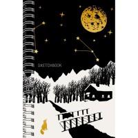 Канц-Эксмо Скетчбук с твердой обложкой "Зимняя ночь", А5, 100 листов, без линовки