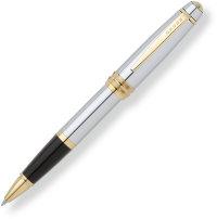 Cross Ручка-роллер "Bailey", цвет - серебристый с золотистой отделкой