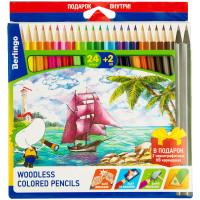 Berlingo Карандаши пластиковые "Корабли", 24 цвета + 2 чернографитных карандаша HB