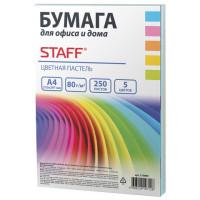 Staff Бумага цветная "color", А4, 80 г/м2, 5 цветов по 50 листов, пастельные цвета