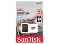 Sandisk Карта памяти Micro SDHC 8Gb Class 10 Ultra SDSDQUIN-008G-G4 + адаптер SD