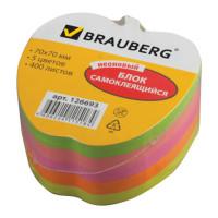 BRAUBERG Блок самоклеящийся фигурный "Яблоко", 70x70 мм, 400 листов, неоновые цвета