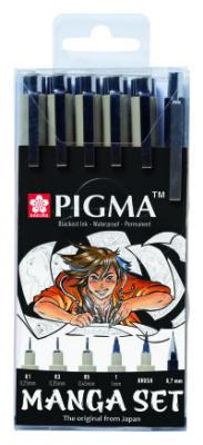 Sakura Набор капиллярных ручек "Pigma Micron Manga", 6 предметов