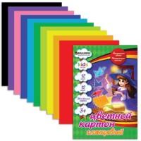 BRAUBERG Цветной мелованный картон "Чародейка", А4, 12 цветов, 200 г/м2