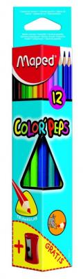 Maped Карандаши цветные + точилка "Color Peps", трехгранные, 12 цветов