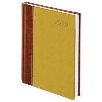 BRAUBERG Ежедневник датированный на 2019 год "Prestige", А5, 168 листов, цвет обложки коричневый, горчичный