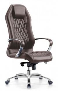 БЮРОКРАТ aura/brown кресло руководителя, коричневый, кожа, крестовина алюминий