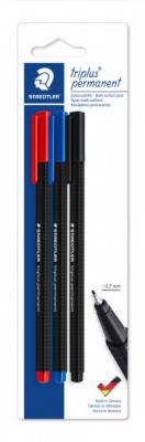 Staedtler Ручки перманентные &quot;Triplus Permanent&quot;, 0,3 мм, 3 цвета