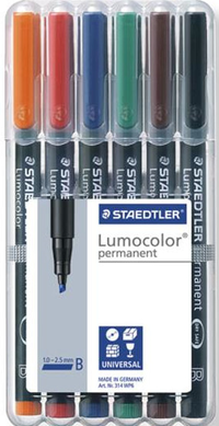 Staedtler Набор перманентных маркеров "Lumocor", 6 цветов