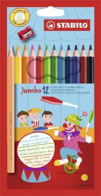 STABILO Карандаши цветные утолщенные "Jumbo", 12 цветов, + точилка