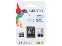 ADATA Карта памяти Micro SDHC 32Gb Class 10 UHS-I AUSDH32GUICL10-RA1 + адаптер SD