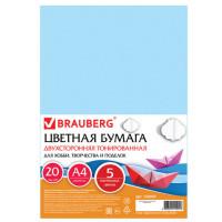 BRAUBERG Цветная бумага тонированная "Brauberg", А4, 20 листов, 5 пастельных цветов