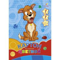 Канц-Эксмо Цветной мелованный картон "Веселый щенок", 7 листов, 7цветов