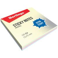 Berlingo Самоклеящийся блок &quot;Ultra Sticky&quot;, 75x75 мм, 100 листов, 4 пастельных цвета