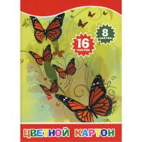 Action! Набор цветного картона "Бабочки и цветы", А4, 8 цветов, 16 листов
