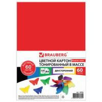 BRAUBERG Цветной картон, двусторонний, тонированный "Brauberg", А4, 220 г/м2, 60 листов, 6 цветов