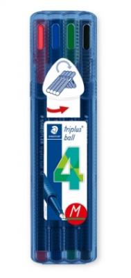 Staedtler Ручки шариковые "Triplus ball 437. Яркие цвета", M, 0,5 мм, 4 цвета