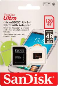 Sandisk Ultra microSDXC Class 10 UHS-I 48MB/s 128GB + SD adapter