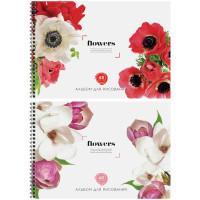 OfficeSpace Альбом для рисования "Цветы. Flowers", 48 листов, А4, на гребне