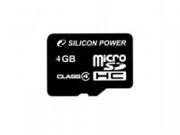 Silicon Power Карта памяти Micro SDHC 4Gb Class 4 (SP004GBSTH004V10)