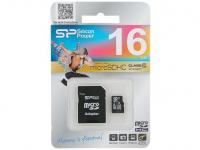Карта памяти Micro SDHC 16GB Class 10 Silicon Power SP016GBSTH010V10-SP + адаптер SD