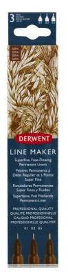 Derwent Набор капиллярных ручек "Line Maker", 3 штуки, сепия