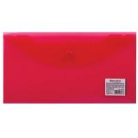 BRAUBERG Папка-конверт с кнопкой &quot;Brauberg&quot;, 250x135 мм, 150 мкм, цвет тонированный красный