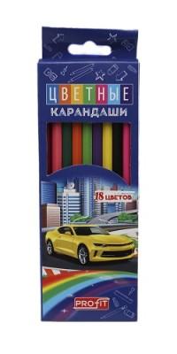 Проф-Пресс Набор цветных пластиковых карандашей "Мир авто", гексагональные, 2М, 18 цветов