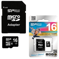 Silicon Power Карта памяти micro SDHC 16GB SILICON POWER, 10 Мб/сек (class10), с адаптером