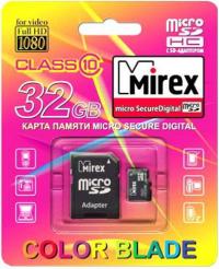 Mirex MicroSDHC32GB 10 с адаптером