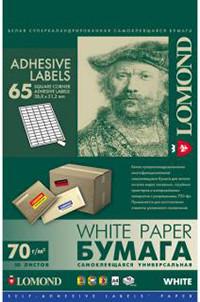 LOMOND Самоклеящаяся бумага LOMOND, A4, 70 г/м2, 1650 листов, 65 делений 38x21.2 мм