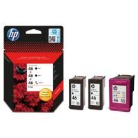 HP Картридж струйный "46" (F6T40AE), 2 черных + 1 цветной