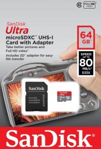 Sandisk Ultra MicroSDXC 64 Gb+adapter (SDSQUNC-064G-GN6IA)