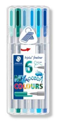 Staedtler Ручки капиллярные "Triplus liner 334", 0,3 мм, 6 цветов Океана